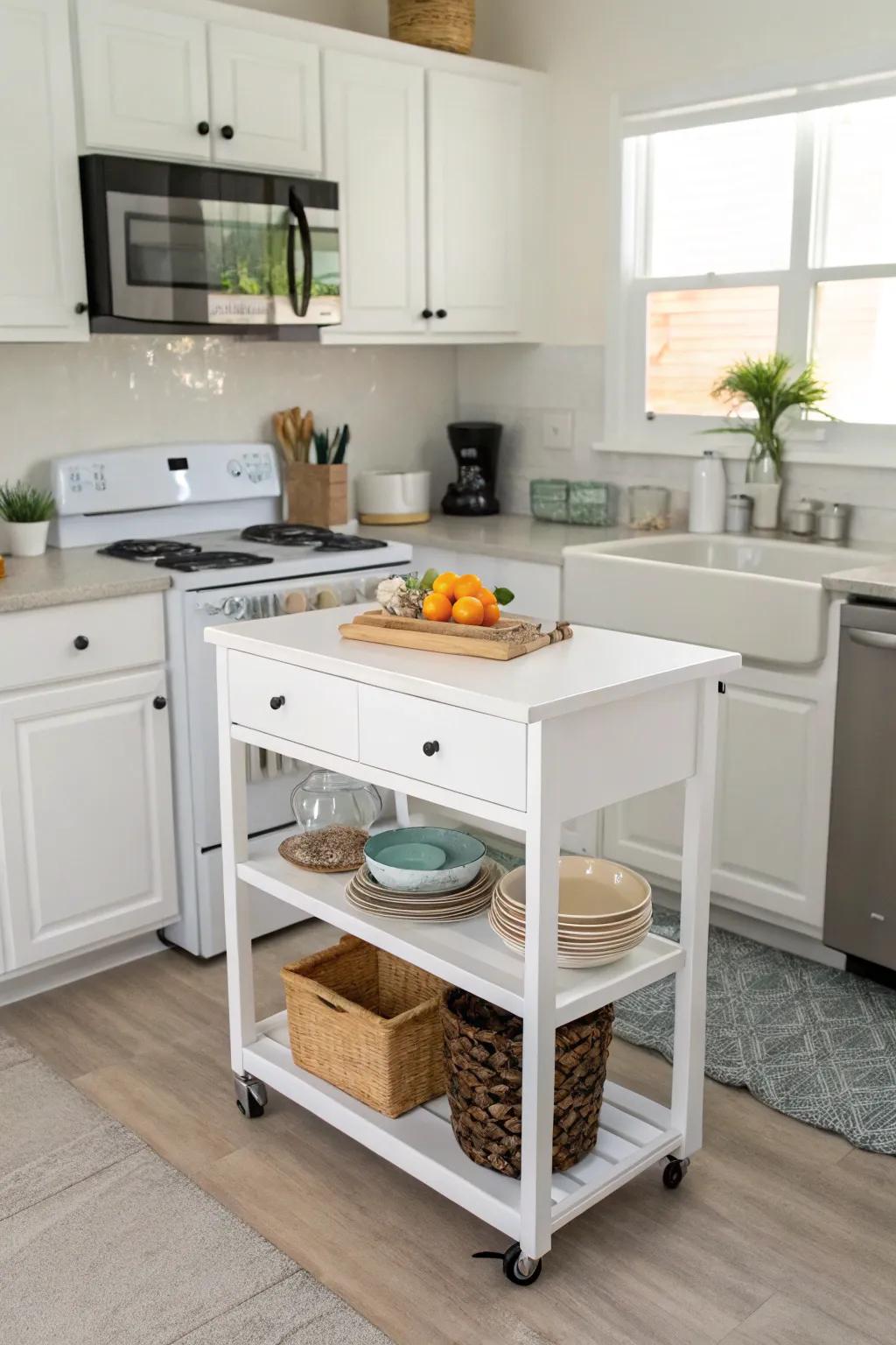 Islands provide work area without crowding.