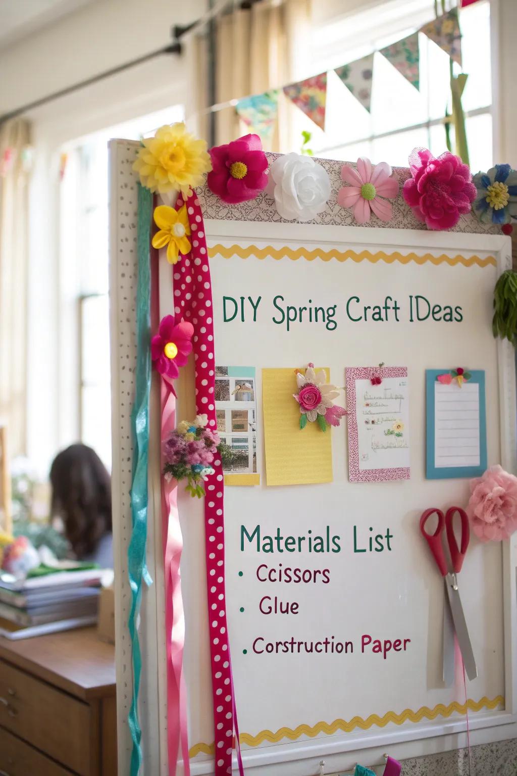 A mood board displaying self-made spring craft inspirations and guidelines.