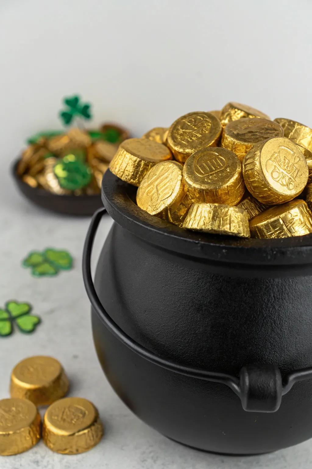 A cauldron of gilt centerpiece injects a saccharine, traditional element.