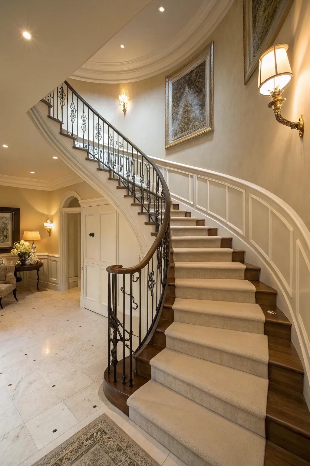 Curved railings enhance the flow and elegance of an area.