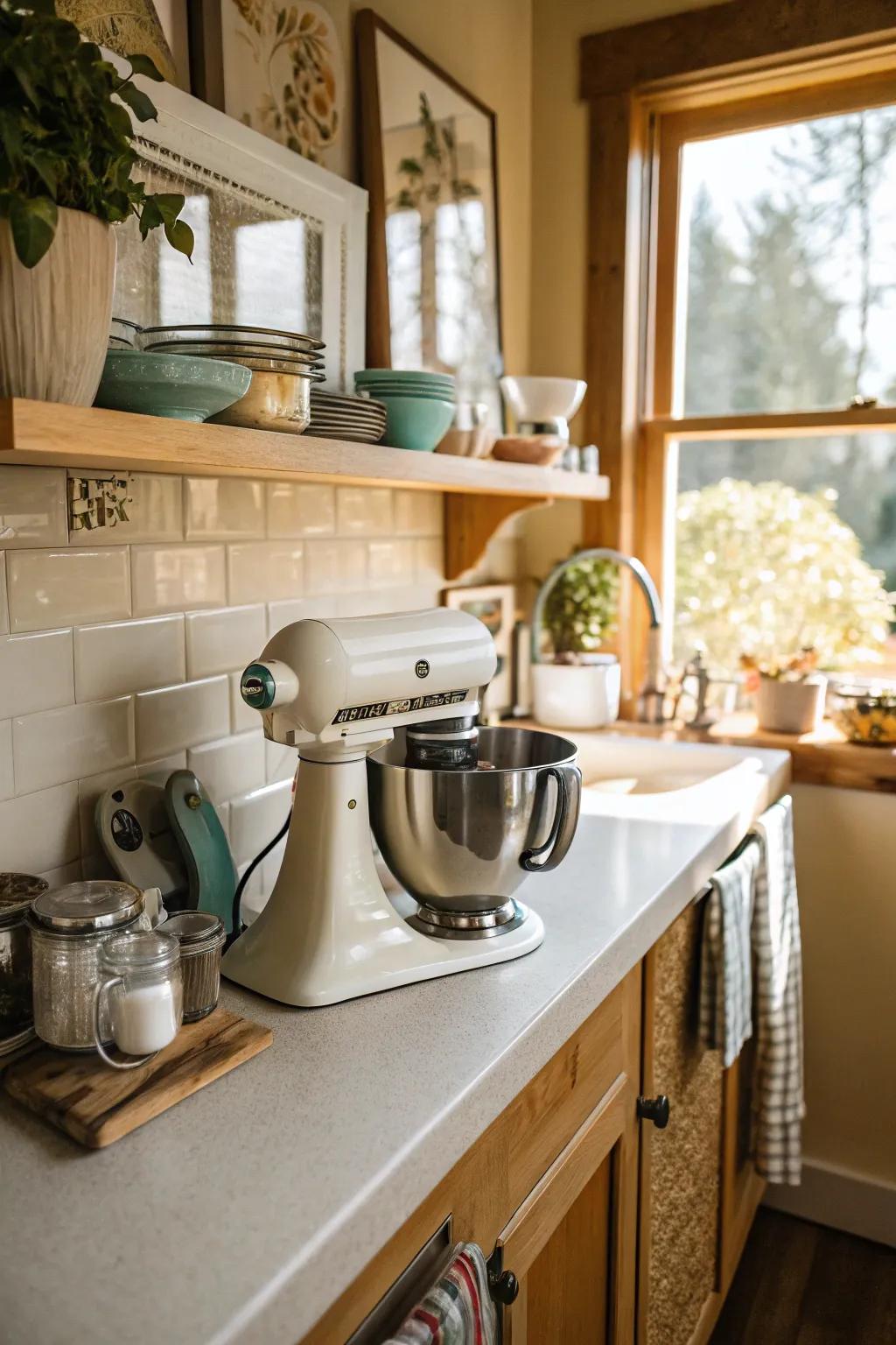 Refined elegance: A shelf highlighting your mixer