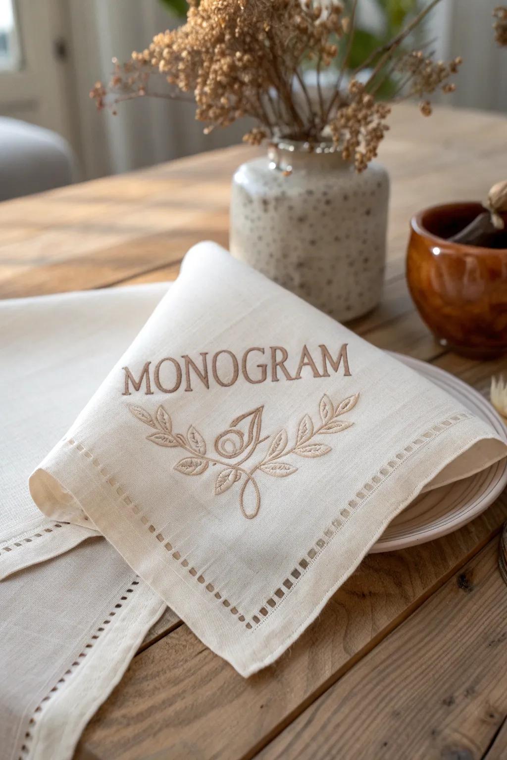 Elevate your dining experience with the timeless charm of monogrammed napkins.