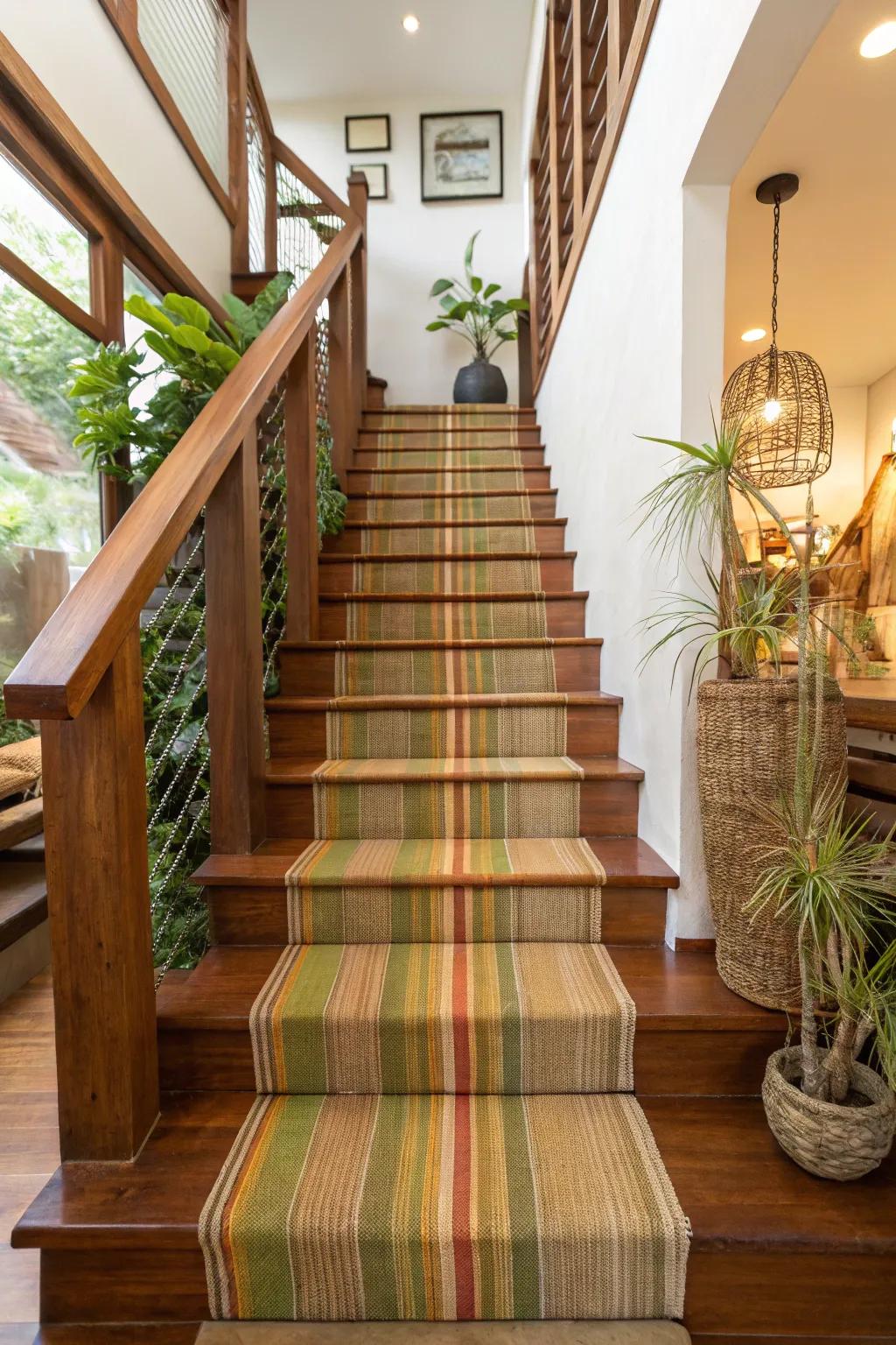 Natural and soothing, nature inspired stripes enhance this eco conscious home.