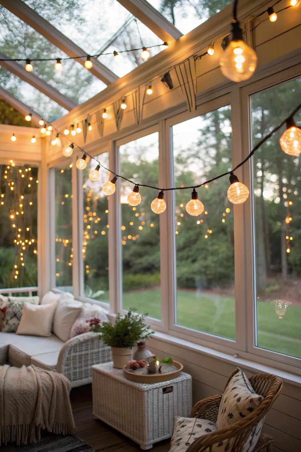 Lighting elevates your sunroom's atmosphere.