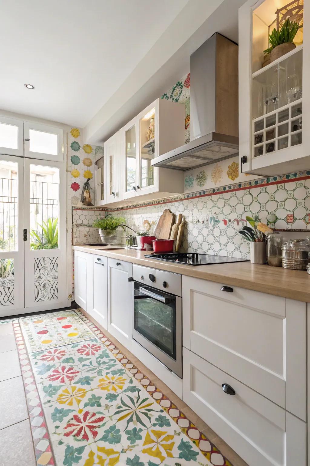 Impart flair through playful patterned junctions.