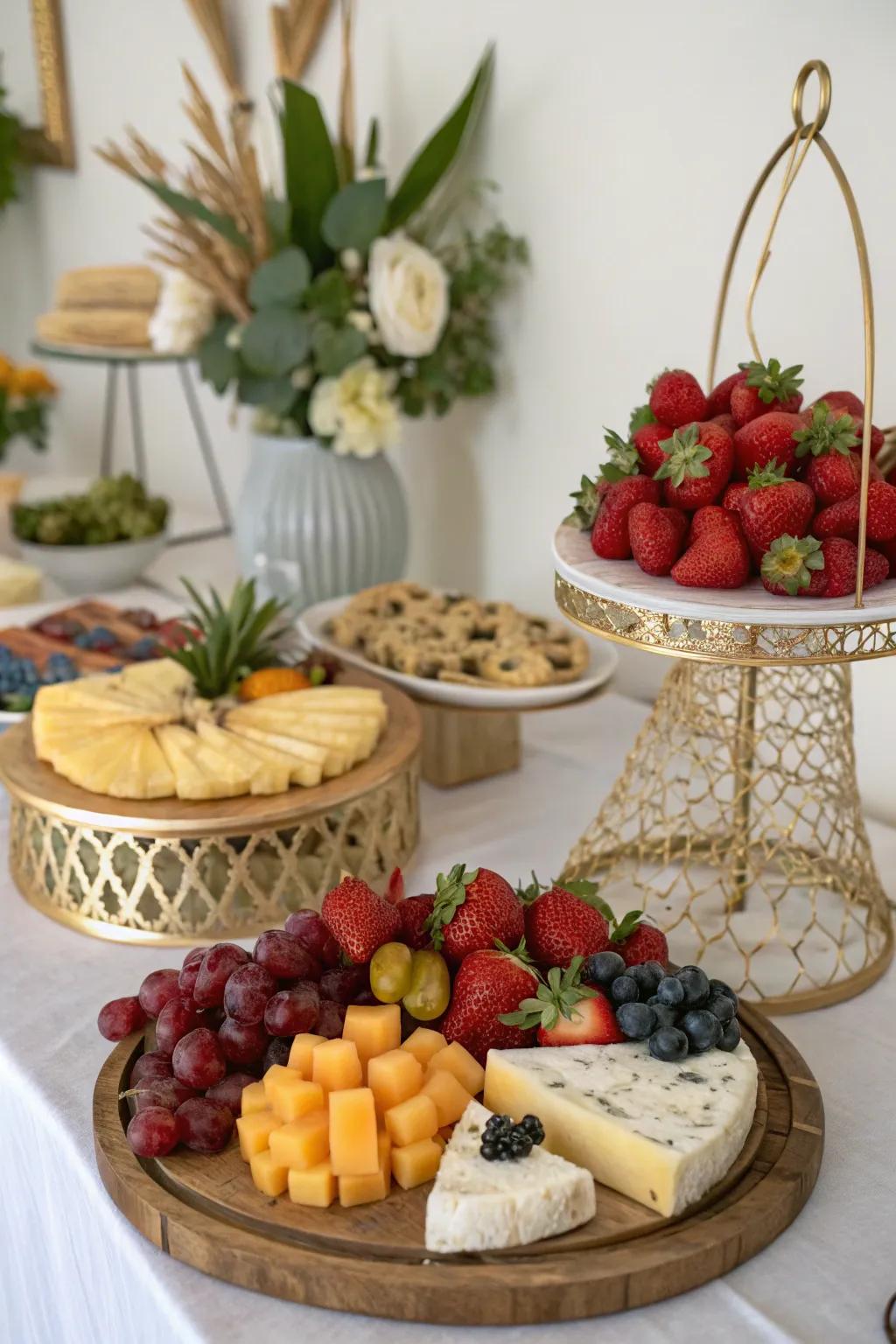 Fruit and curd assortment on a treat table.