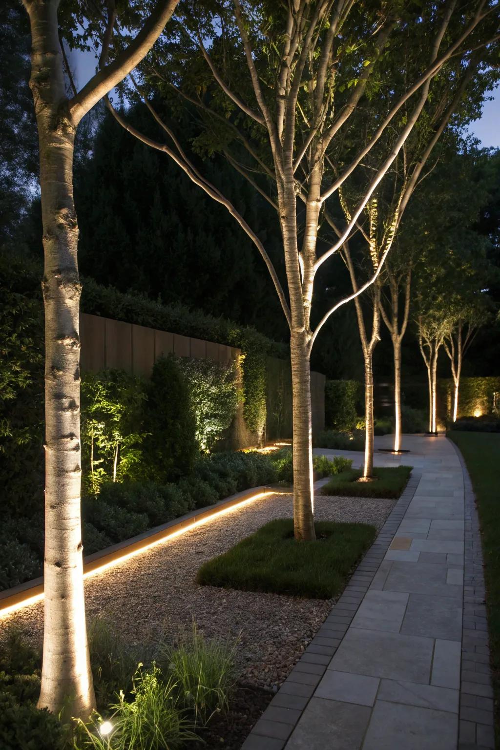 Veiled diode strips infuse a contemporary spin into tree illumination.