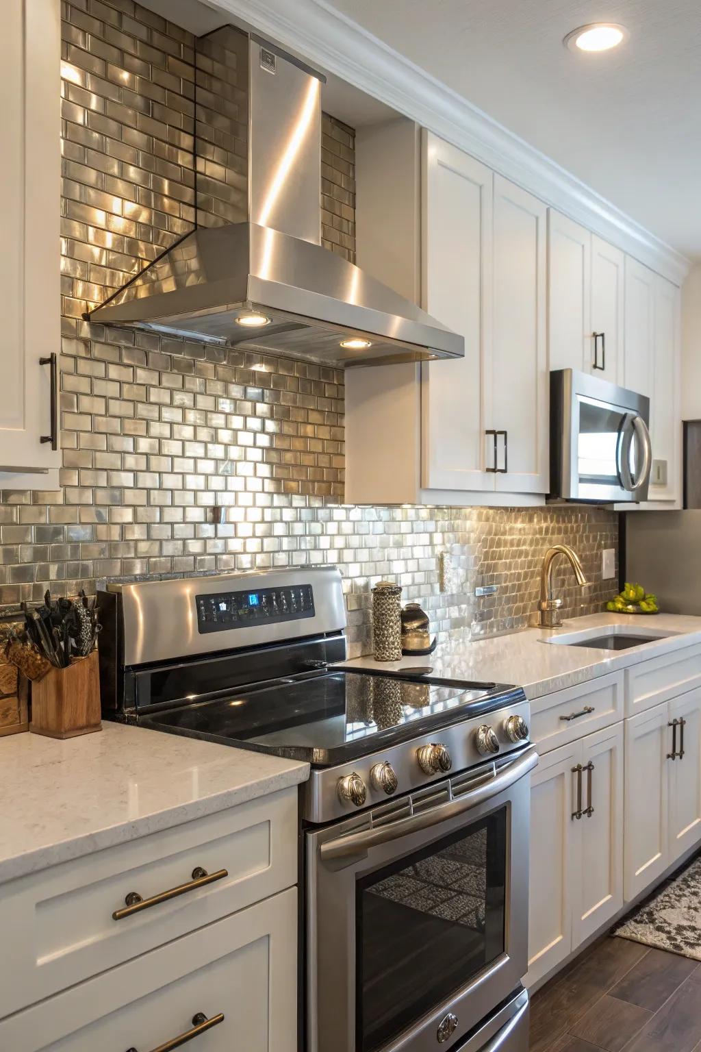 Glam up your kitchen with metallic details.