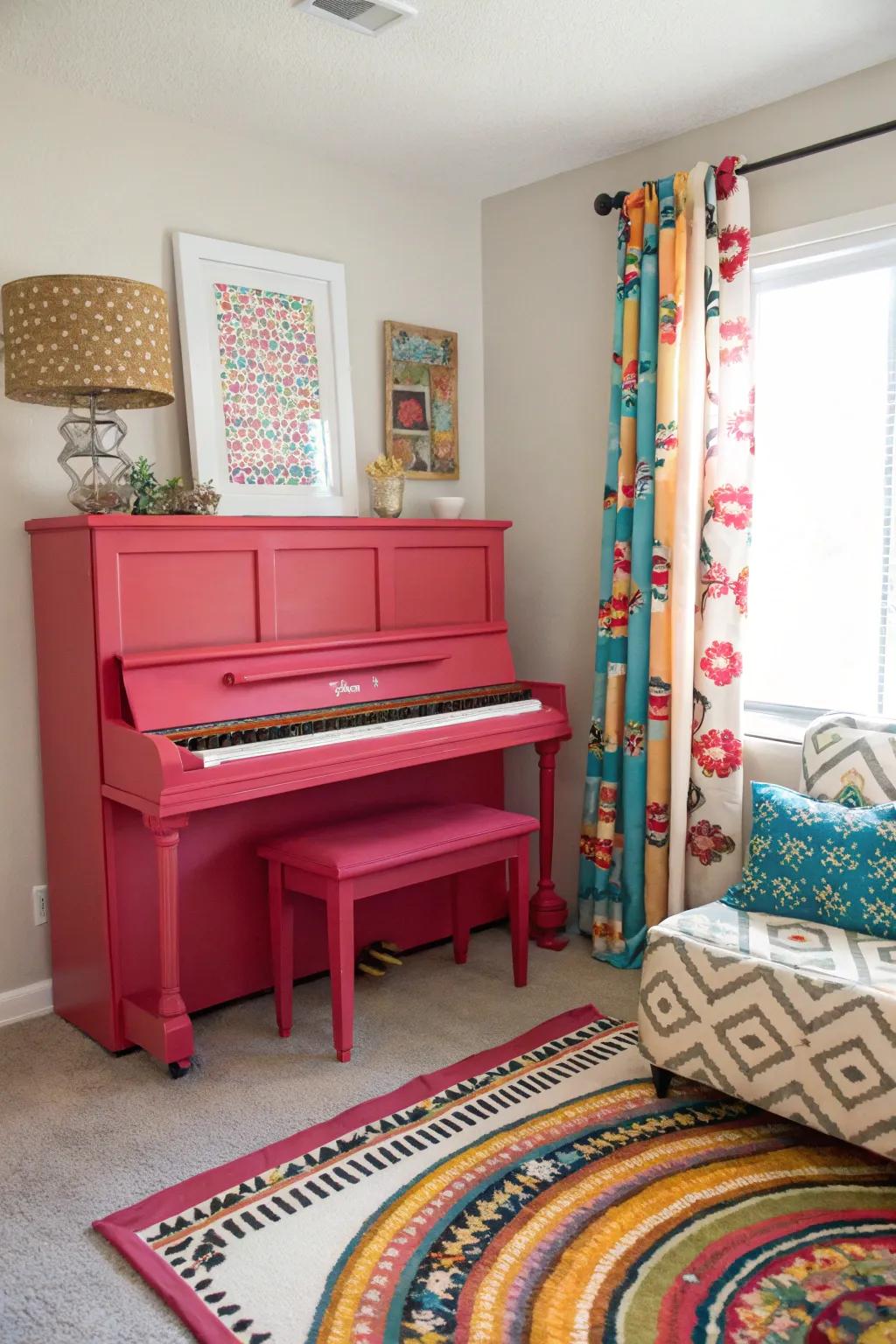 Revitalize your piano with a surge of unanticipated color.