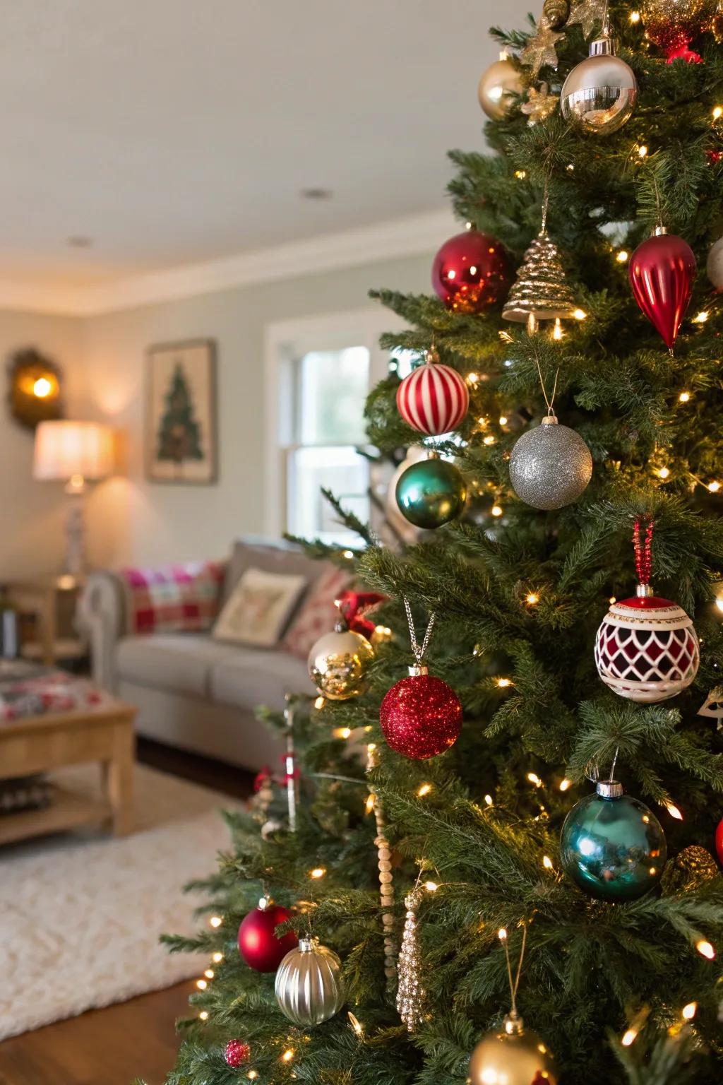 An eclectic mix of styles creates a tree full of personality.