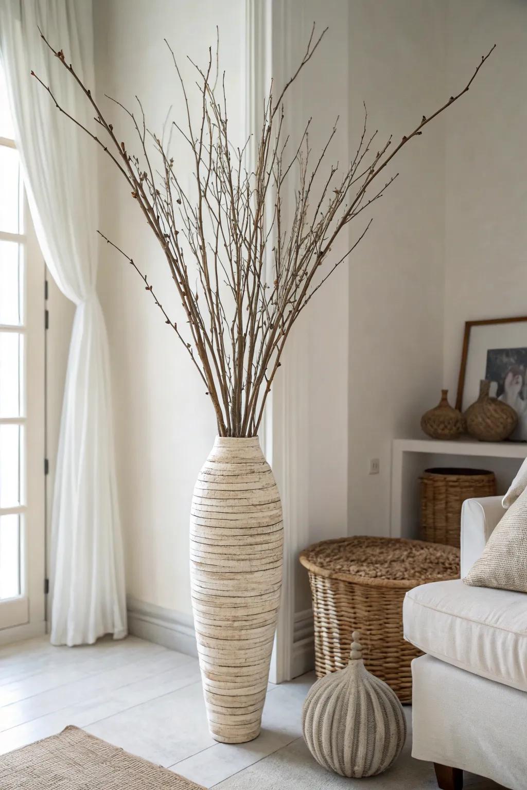 Stylistic twigs deliver an organic, inventive accent to design.