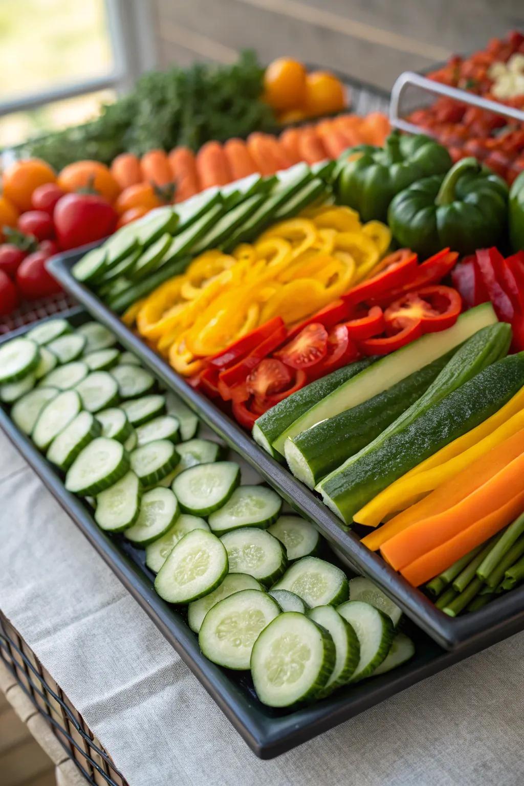 A layered show varying in height.