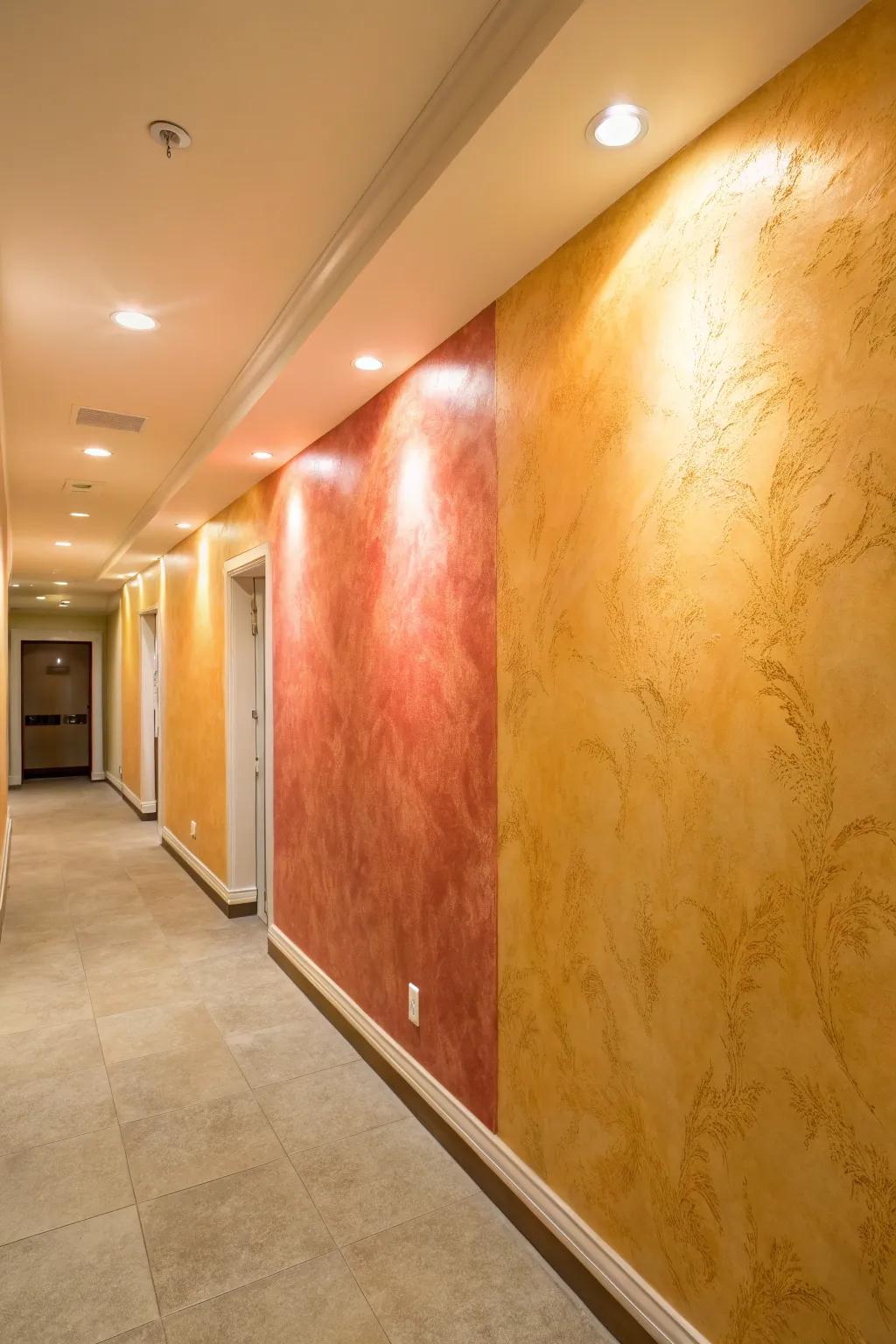With a Venetian plaster accent wall in your hallway, make a striking impression.