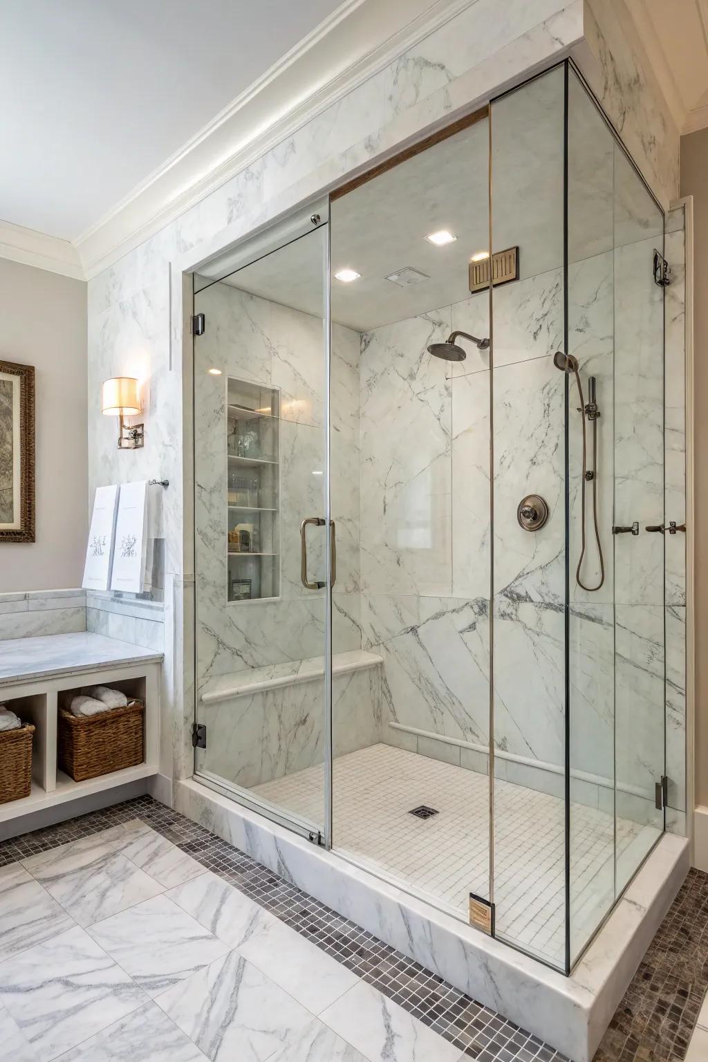 Stone squares enhance refinement and sophistication.