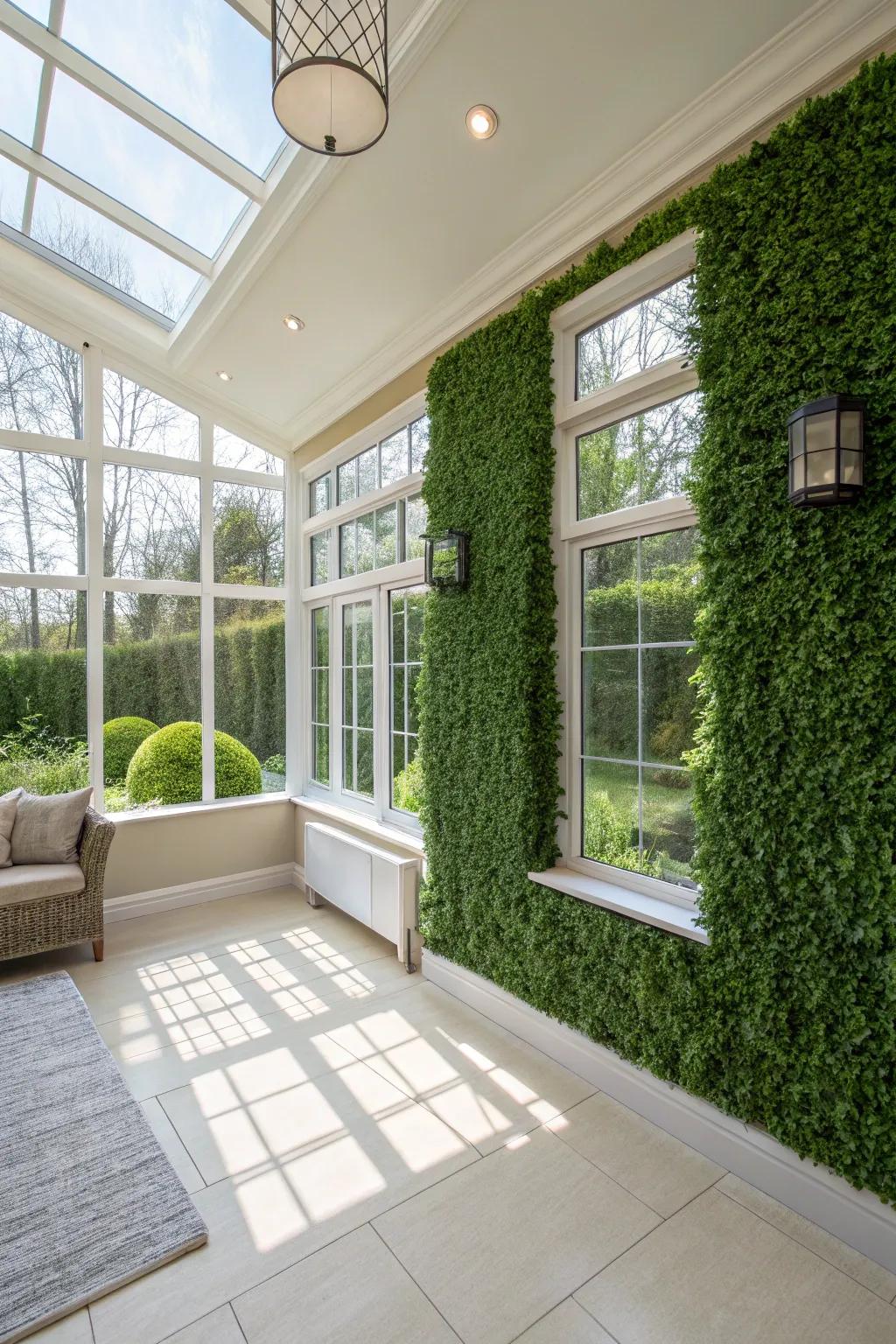 Plant panels offer a garden feel without the hassle of maintenance.