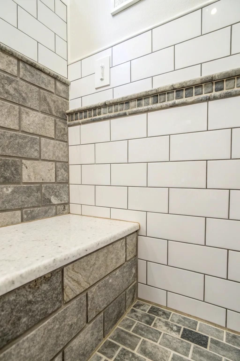 Mineral filler enhances the natural elegance of white tiles.