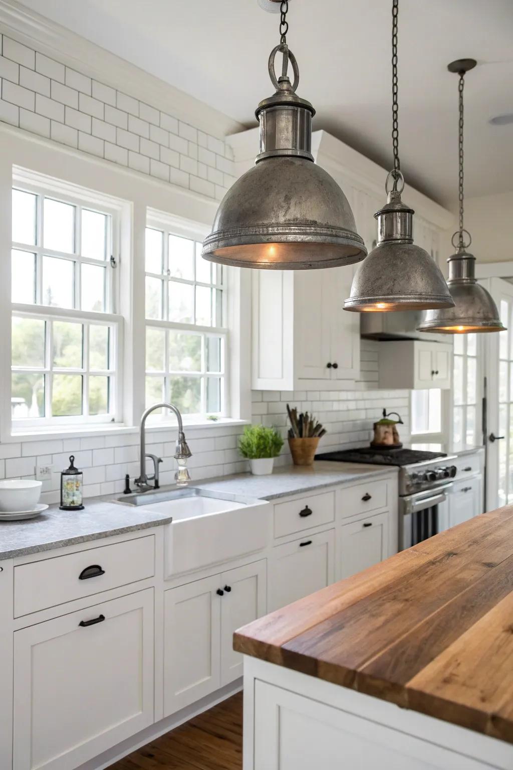 Industrial chic components append a contemporary edge to this kitchen.