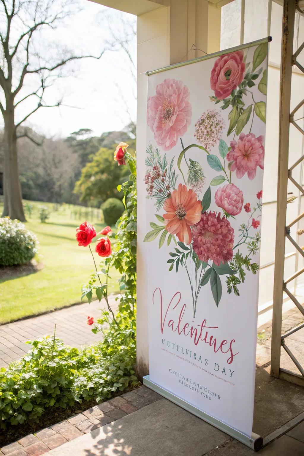 A soothing Valentine's poster using romantic floral and botanical illustrations.