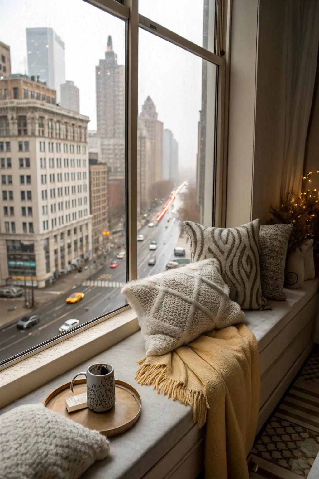 Pads convert the windowsill into a tranquil reading corner.
