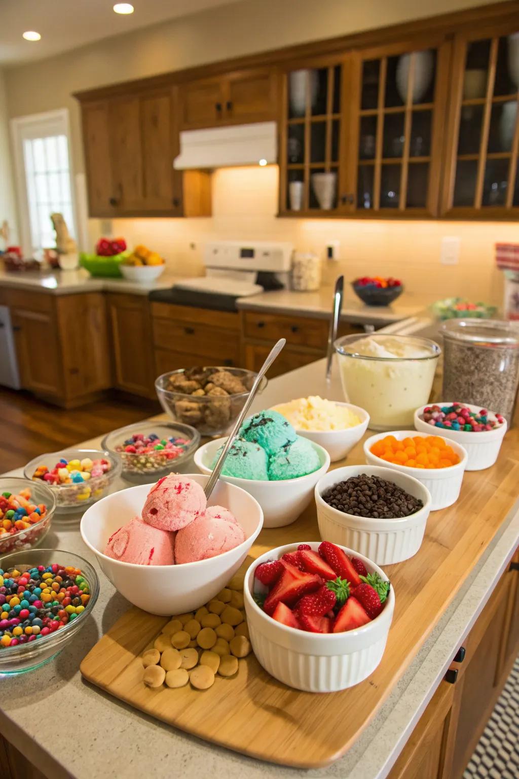 Indulge via a delightful do-it-yourself personalized sundae arrangement.