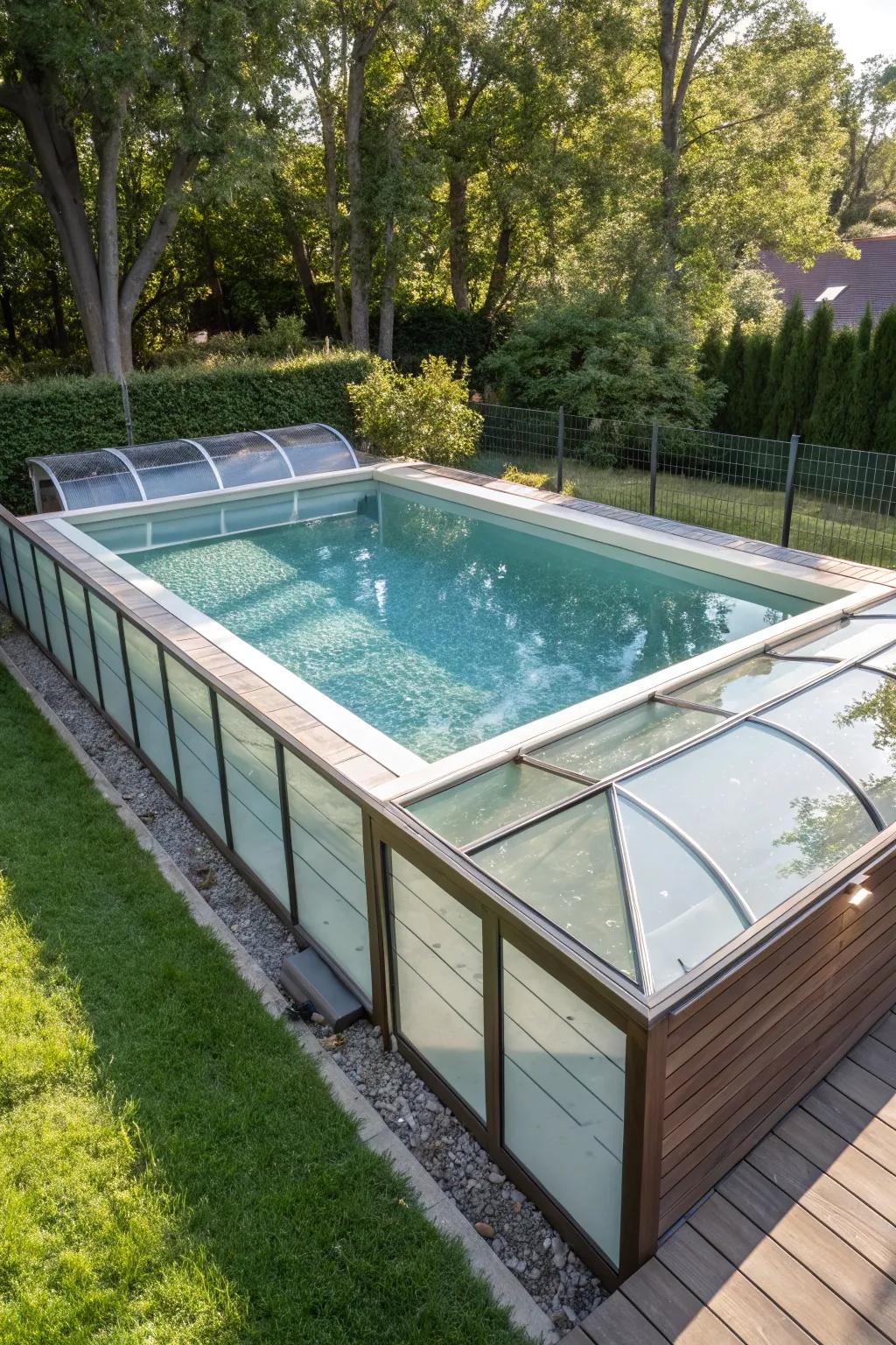 Experience openness and protection through stylish clear boards for your above-ground pool.