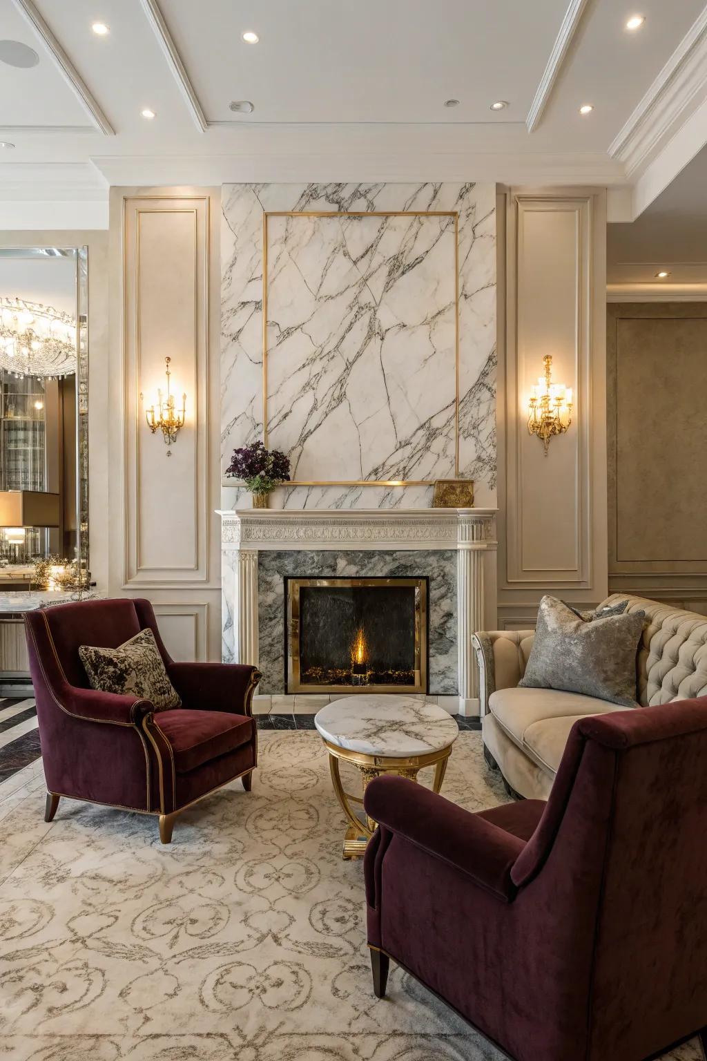 Marble finishes create an elegant, refined look.