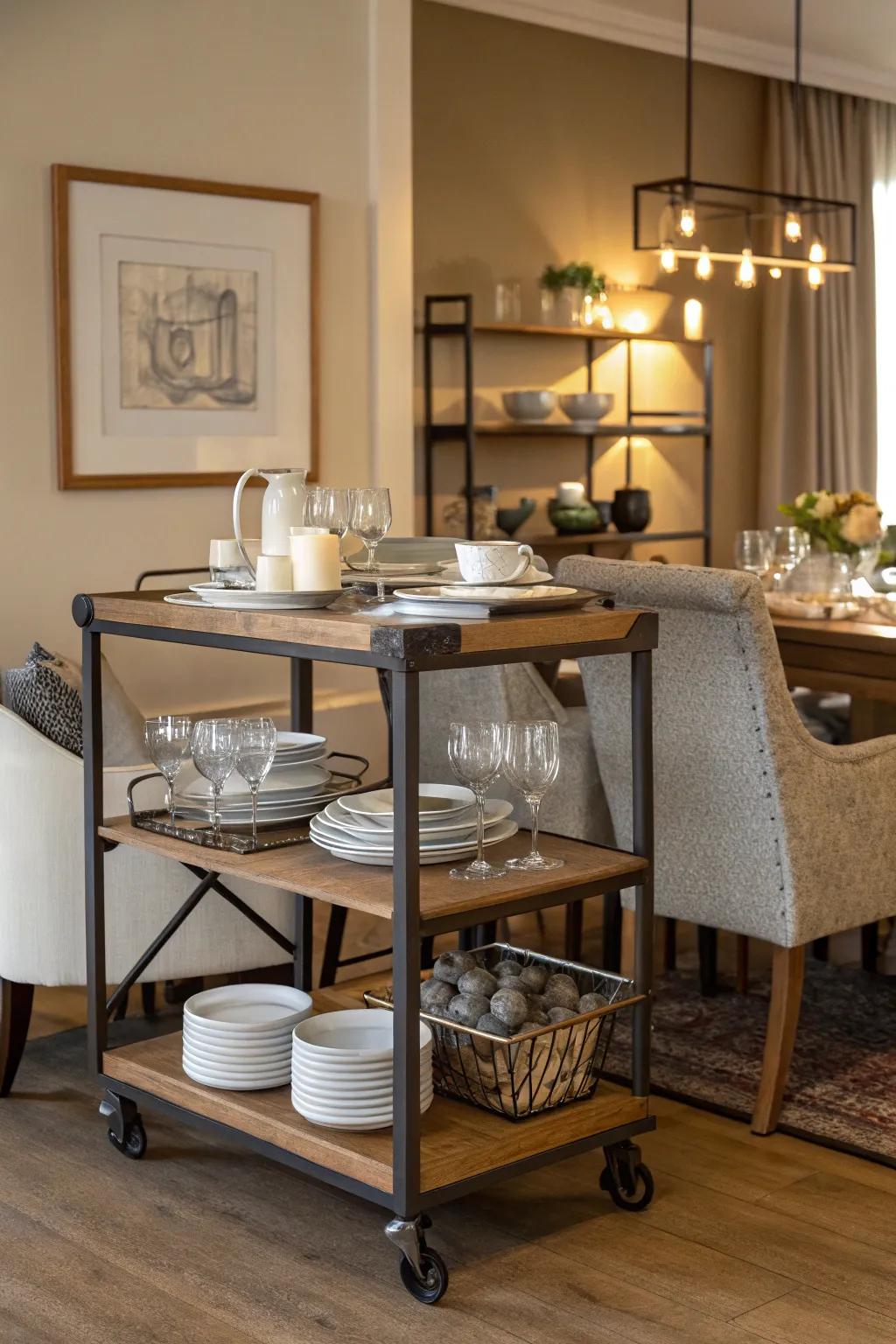 Portable furniture adds flexibility.