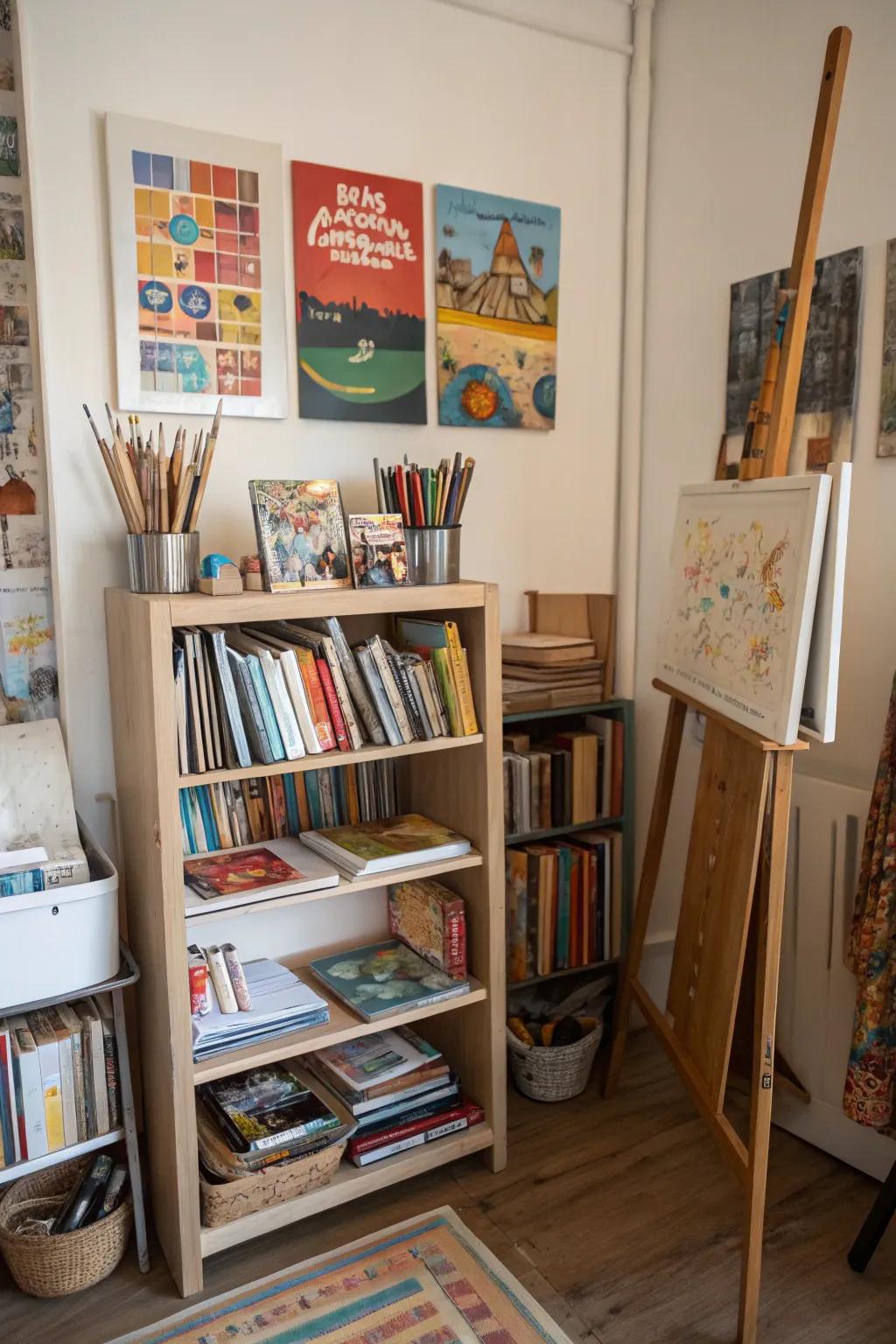 A library corner stimulates your creativity and knowledge.