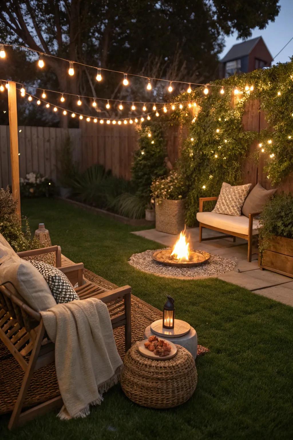 Unwind in a snug garden hideaway with lush artificial grass.