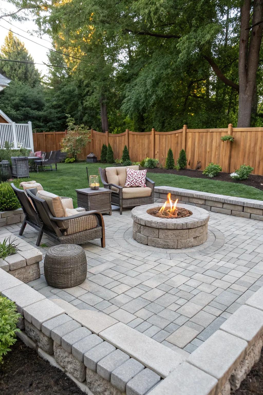 A block tile foundation provides a neat and refined design.