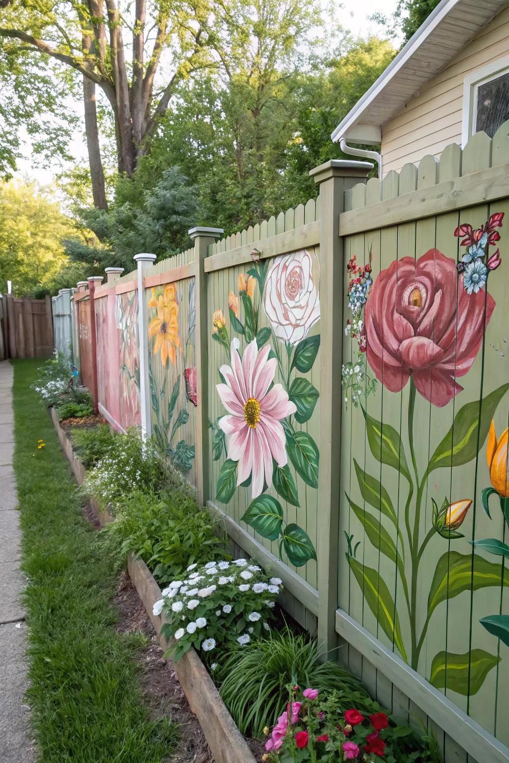 Layered blooms offer a stunning 3D transformation to your fence.