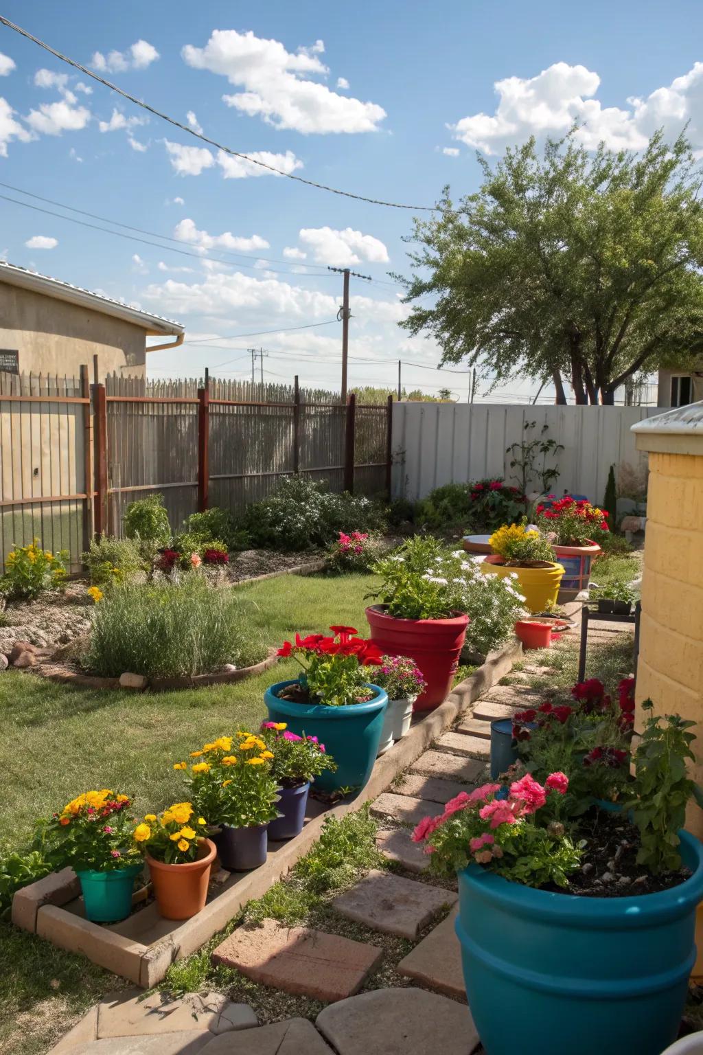 Flexible pot gardens bring color and life to small spaces.