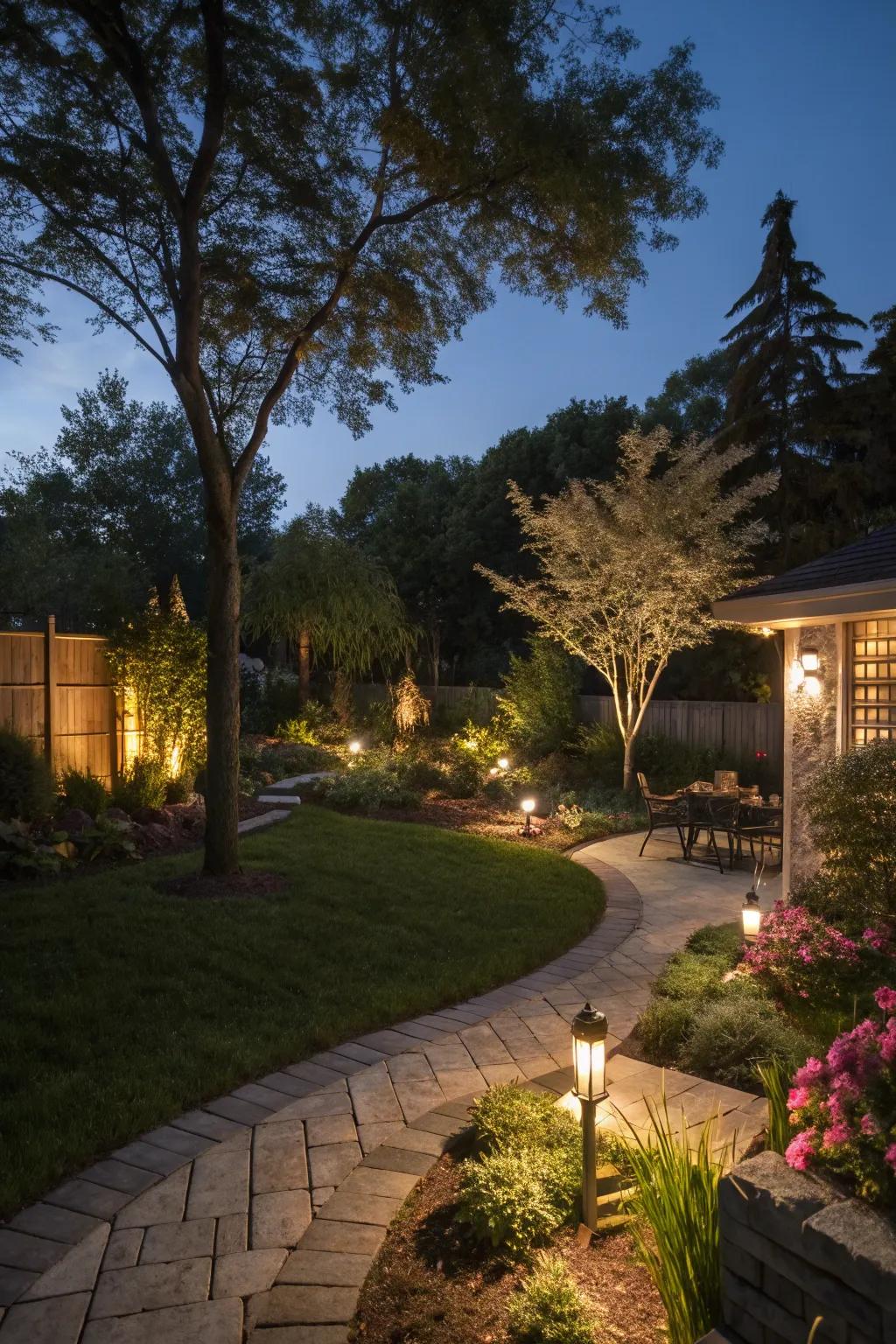 Creative illumination elevates the beauty of your garden after nightfall.