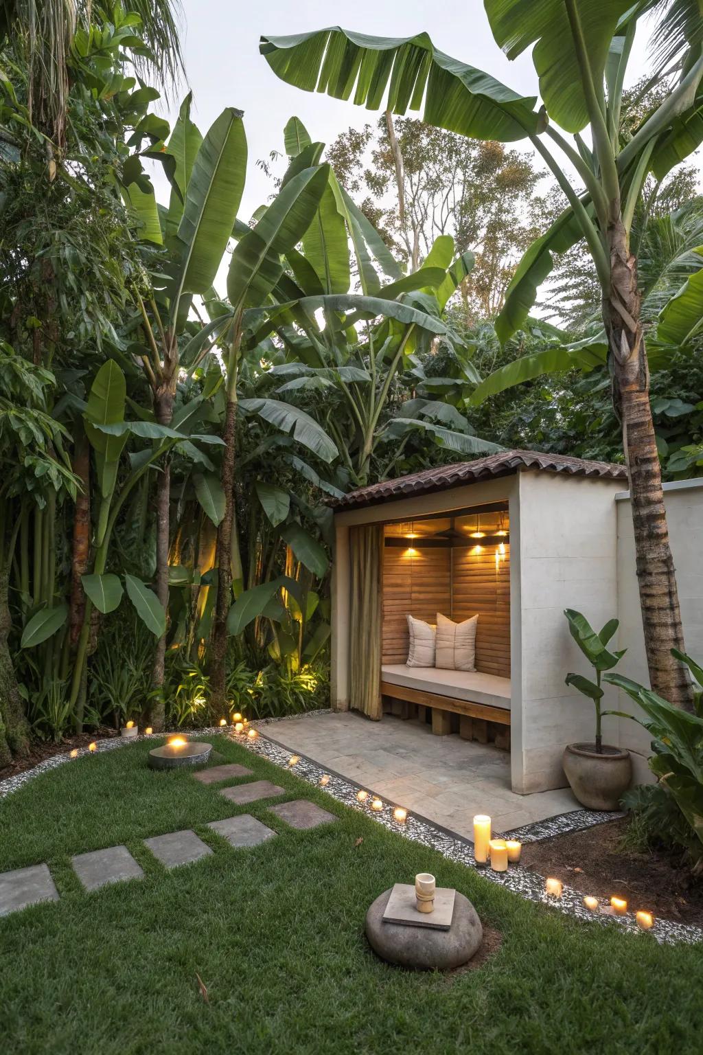 Find peace in a meditation nook nestled among 'nana' plants.