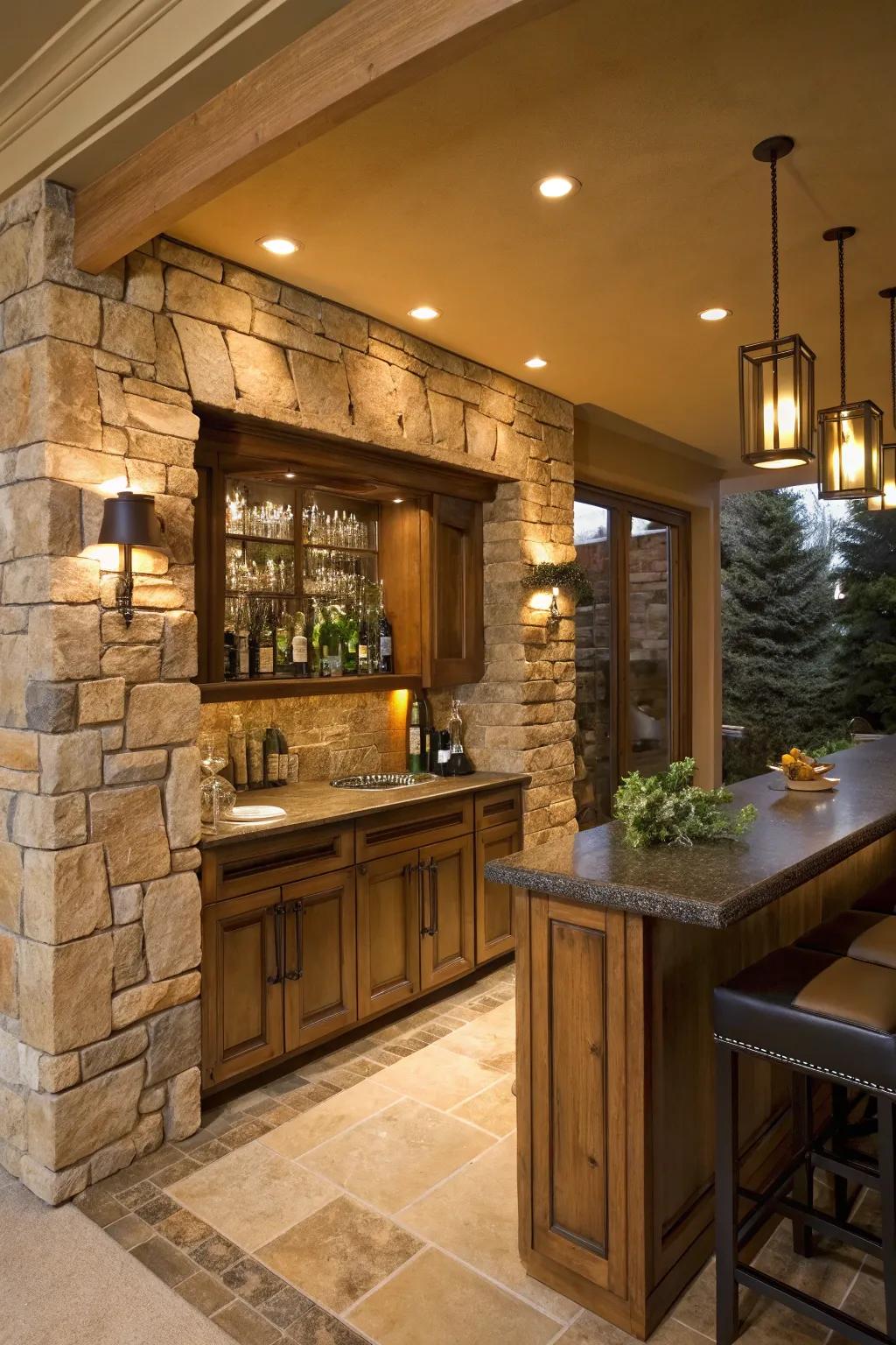 Genuine stone panels bring refinement and an earthy feel.