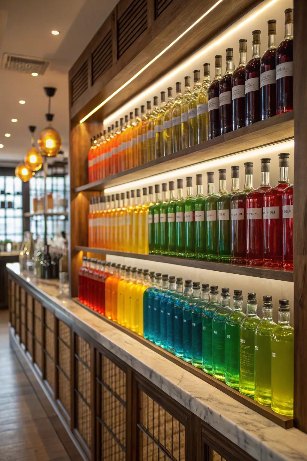 Hue-coded boards present a visually stunning display.