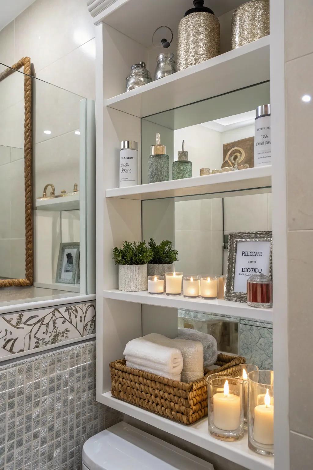 Reflective surfaces introduce depth and brightness.