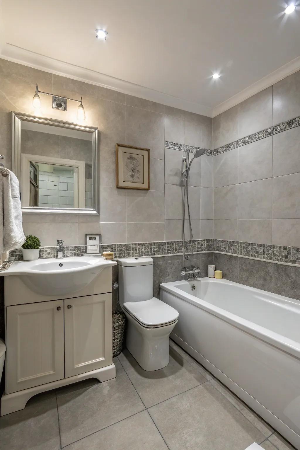 Monochromatic schemes give streamlined and cohesive bathroom layouts.