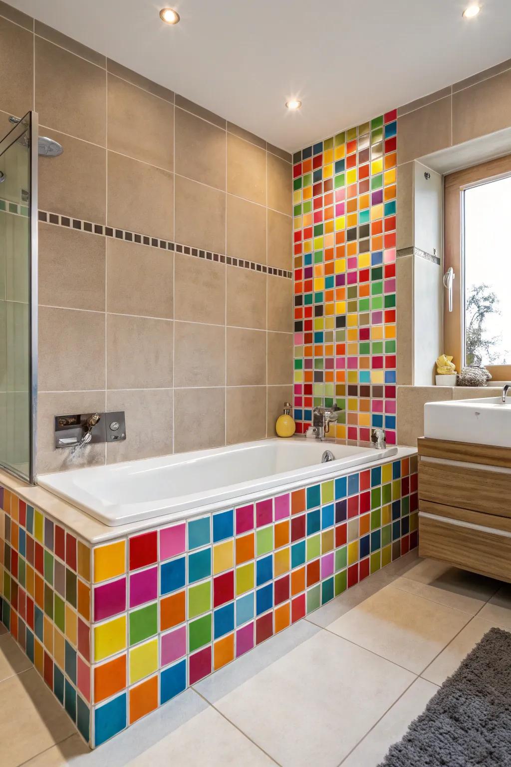 Color bursts add a vibrant punch to your bathtub area.