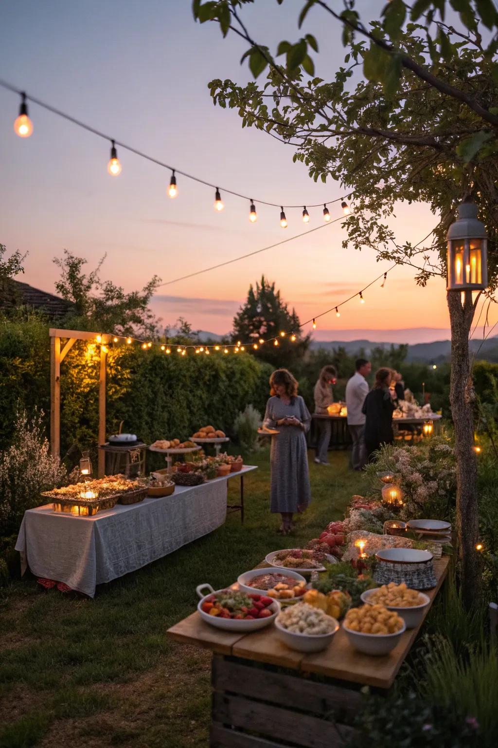 A romantic Twilight Garden BBQ setting.