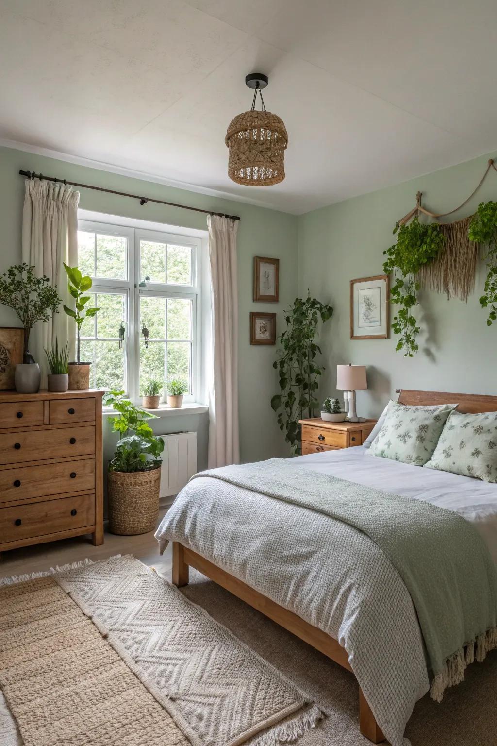 Embrace tranquility with light sage hues.
