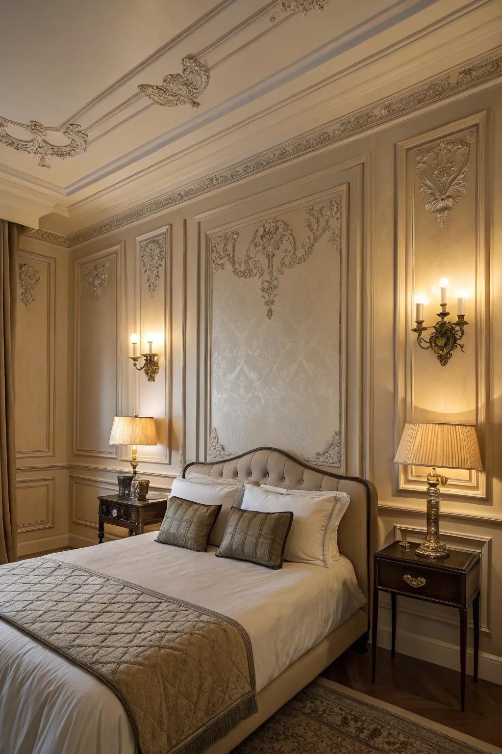Moulding adds a classic aspect to any bedroom's décor.