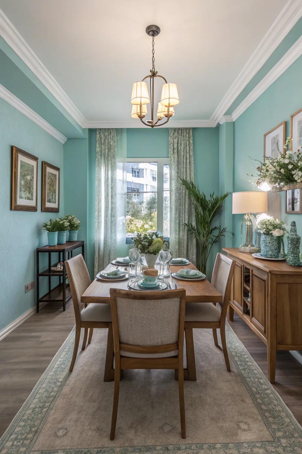 Aqua brings tranquility into dining areas.