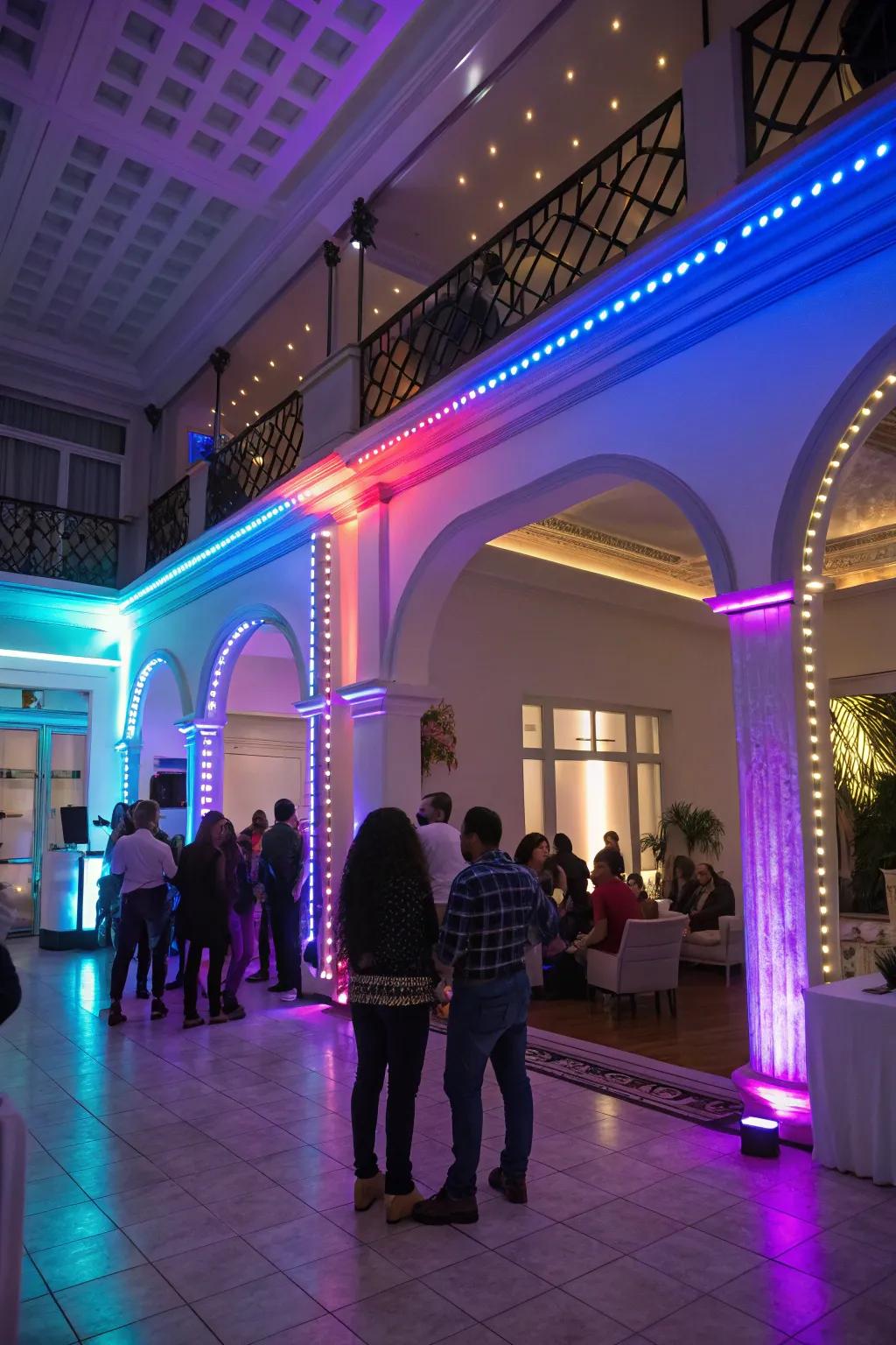 <strong><em>Streamline</em></strong> lights add sleek accents to party decor.” loading=”lazy” class=”pimg”>
	</picture><figcaption><strong><em>Streamline</em></strong> lights add sleek accents to party decor.</figcaption></figure>
<p>LED <strong><em>Streamline</em></strong> lights are perfect for introducing elegant and chic accents to your party decor. I often use them to bring attention to architectural details or to fashion an eye-catching backdrop. They bring so much to a space!</p>
<h3>You might give these a try:</h3>
<ul class=