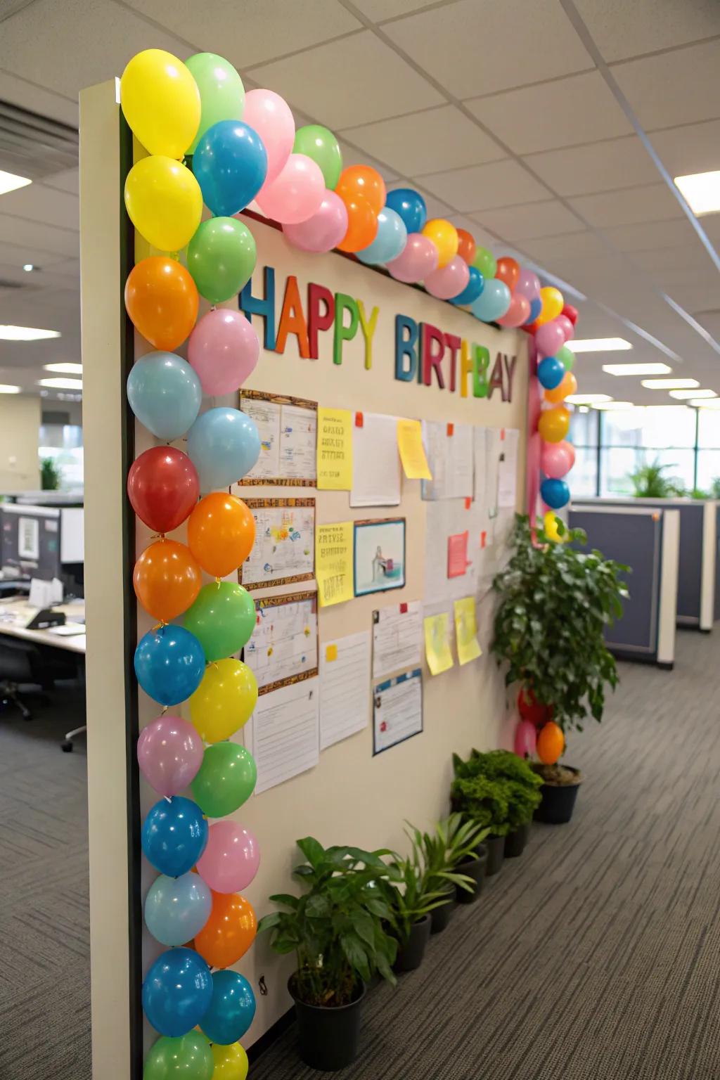 Balloon garlands add a festive touch.