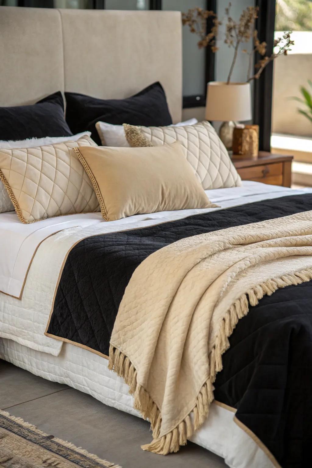 Balancing boldness with cozy neutrals.