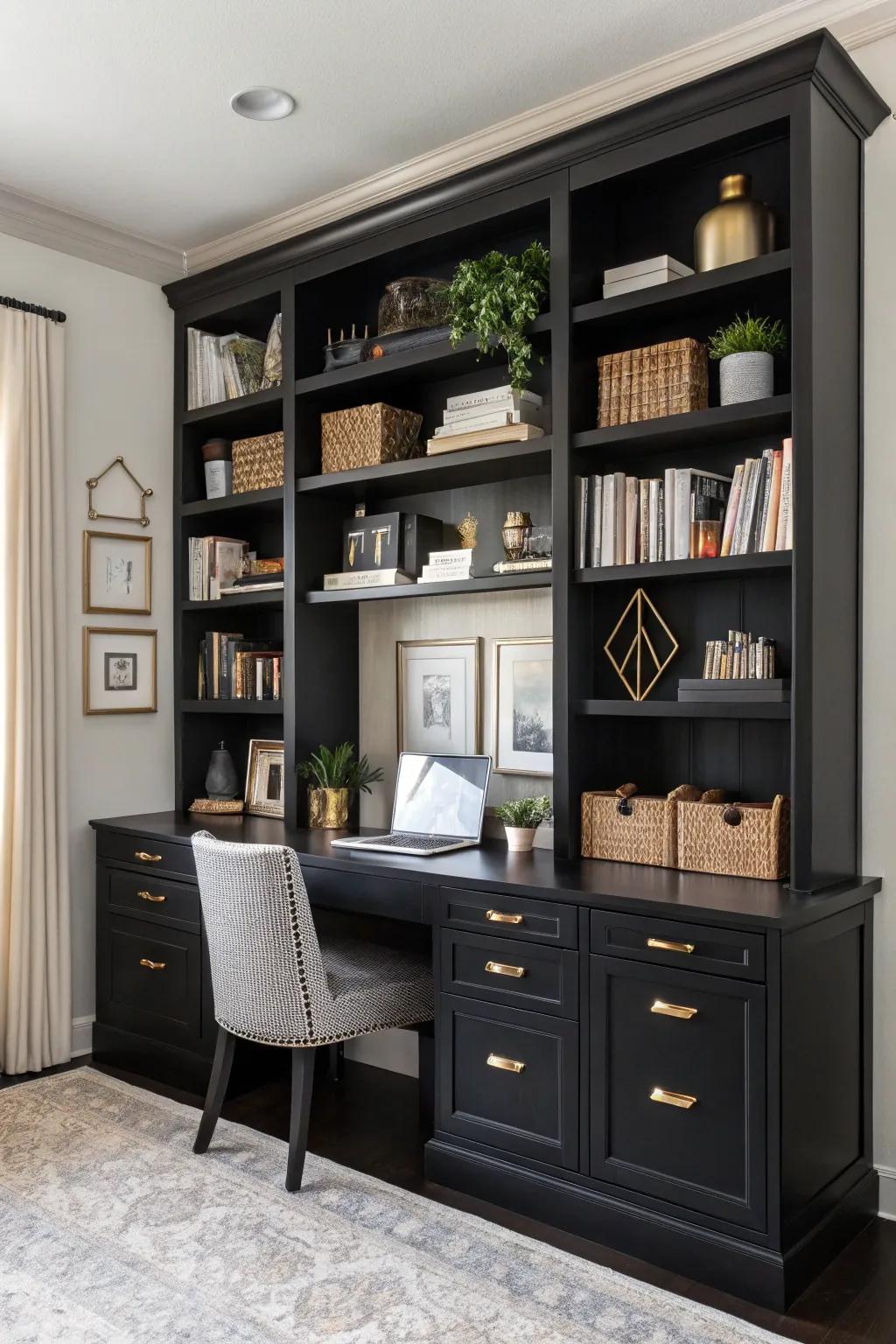 Open style shelving blending aesthetics with function.