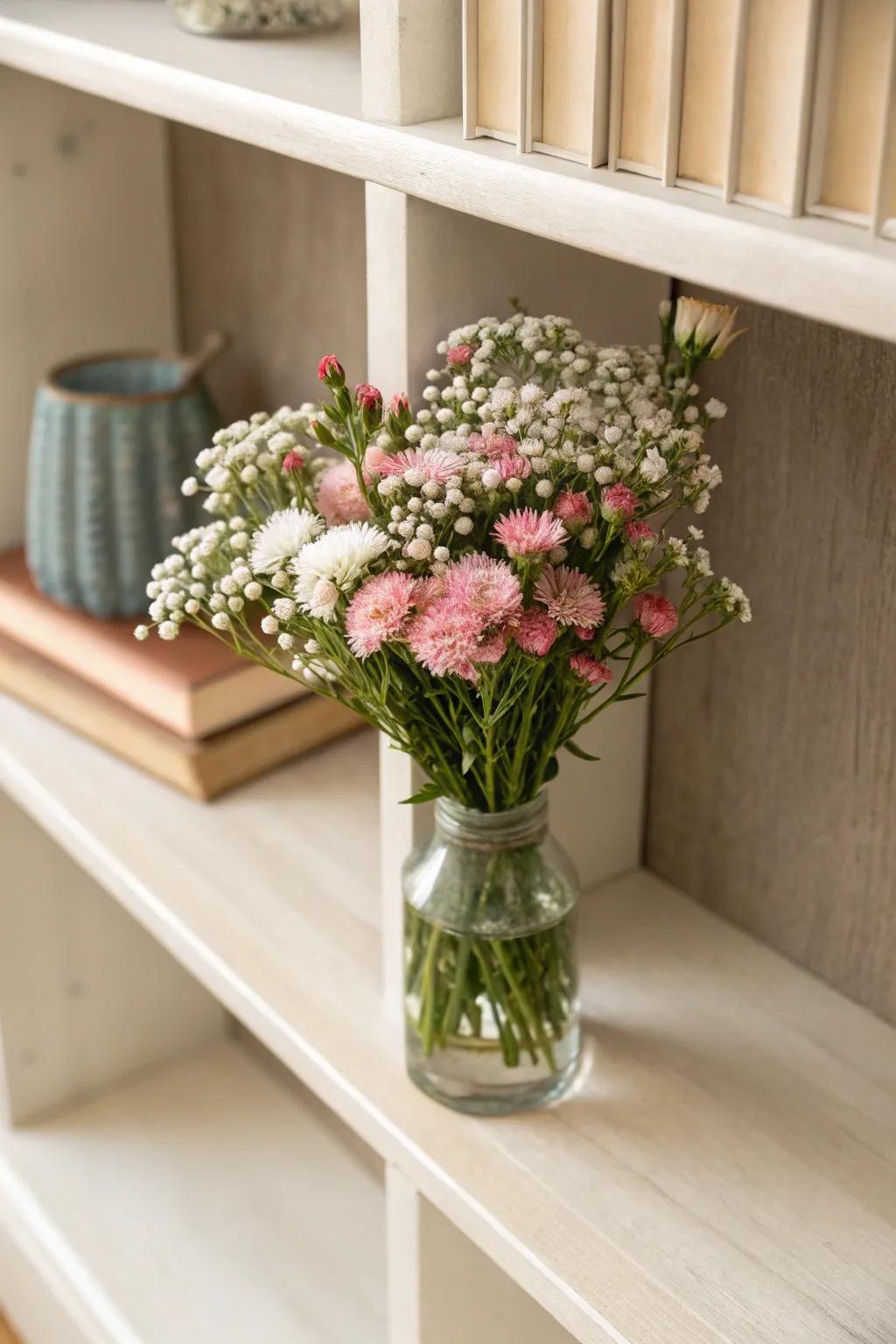 Miniature arrangement adding appeal to small spaces.