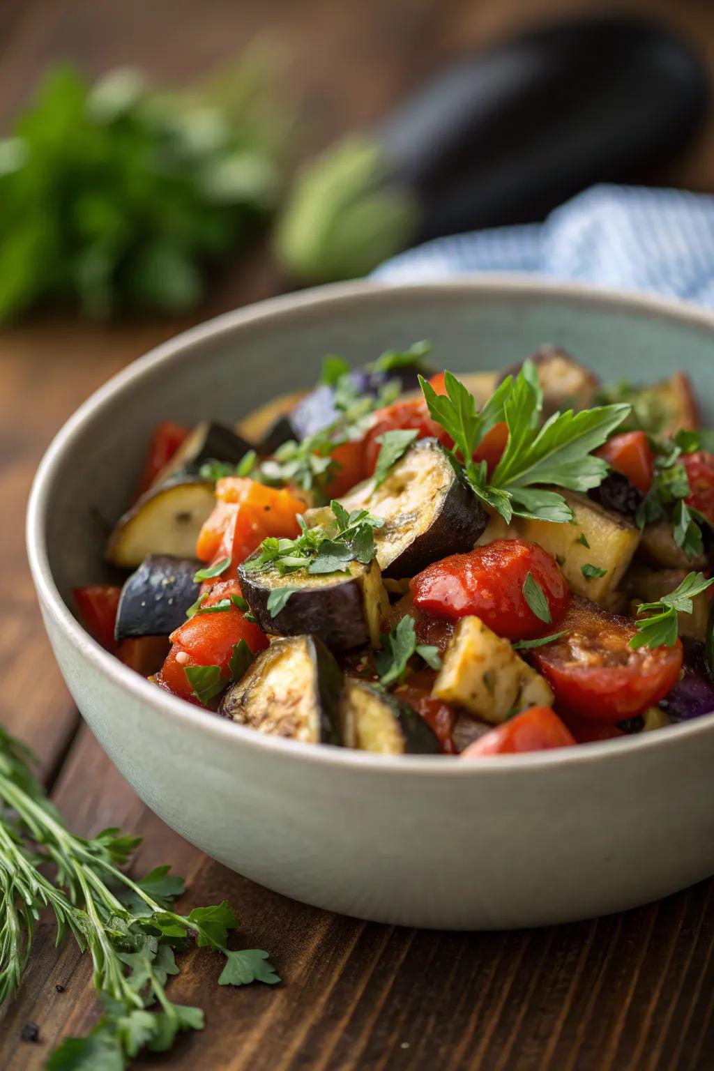 Enjoy a ratatouille-inspired bowl for a flavorful start to your morning.