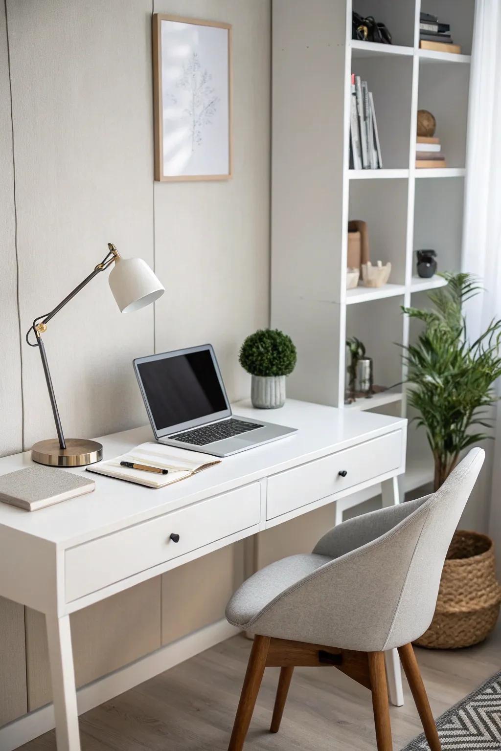 A simple desk design that makes a calm space.